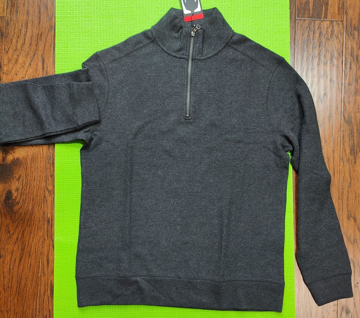 Banana Republic Waffle Quarter Zip Pullover, BLACK, Medium Banana Republic Waffle Quarter Zip Pullover, BLACK, Medium