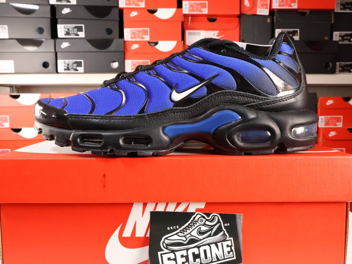 Size 9.5 - Nike Air Max Plus Premium Black Racer Blue for sale 
