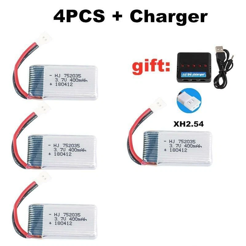 Lipo Battery 752035 3.7v 400mah 20c For Hubsan X4 H107 H107d H107l Jd385 388 Rc - Image 2 of 4