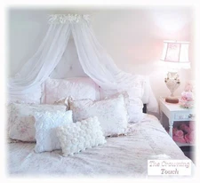 Shabby Chic Cottage Birds Roses Bed Crown Canopy Womens/Girls/Crib/Bedroom Decor