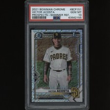 2021 Bowman Chrome 1st Victor Acosta Shimmer Refractor Gem Mint PSA 10 Reds RC