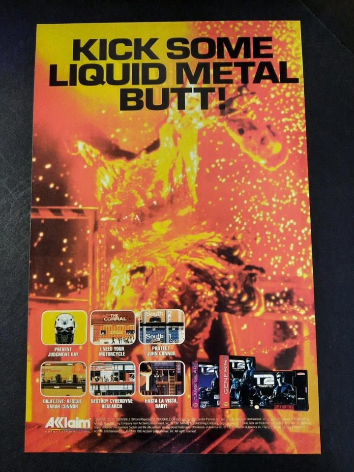 TERMINATOR T2 Sega Super Nintendo Game Promo Art ~ Vtg. Comic Page PRINT AD 1993 - Image 1 of 1