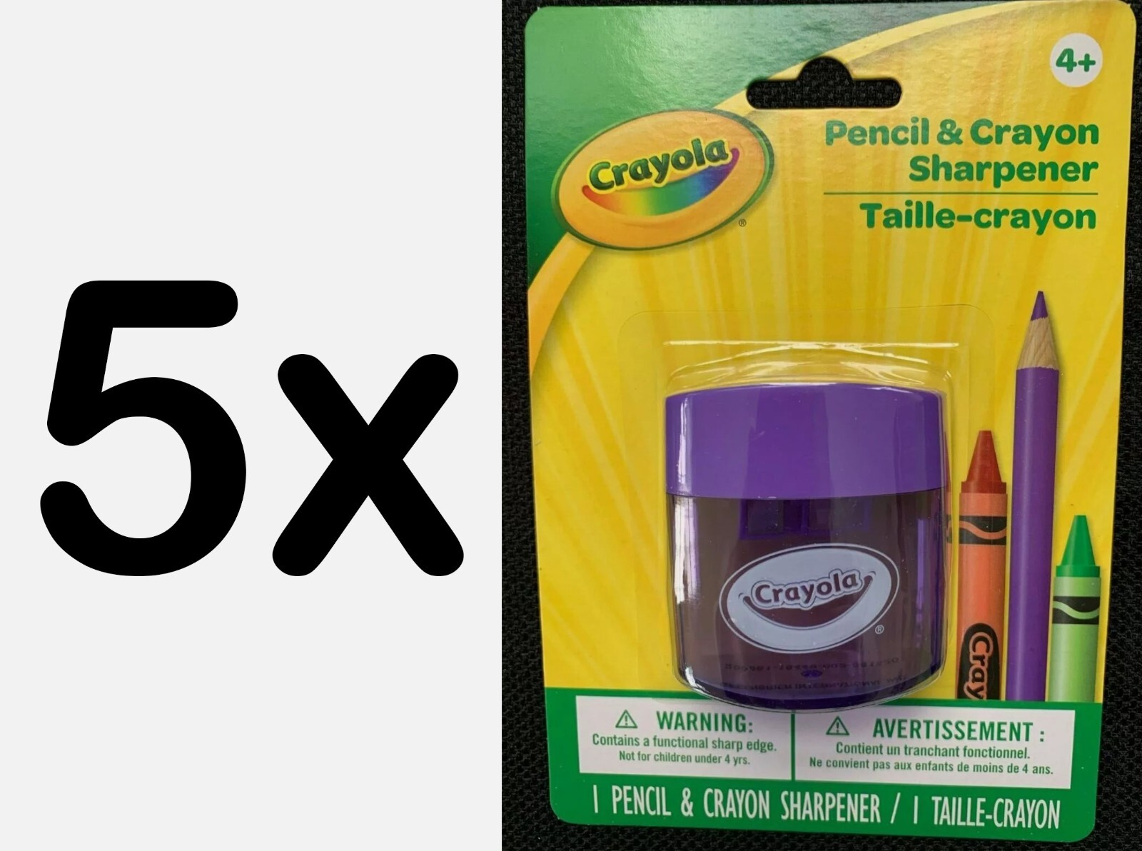 & Crayon Sharpener - Green - Two Sizes To Sharpen Lot Of 5