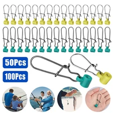 50/100x Heavy Duty Fishing Sinker Slide Swivel Snaps Stainless Steel Fish Finder