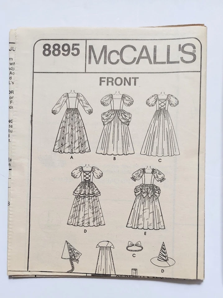 McCall's Costumes 8895 Belle Rapunzel Cinderella Snow White 10 12 14 Uncut 1997 - Image 4 of 4