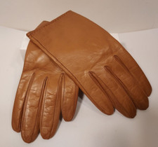 Luxuriously Soft Woman's Leather Silk Lined Gloves Size 6.5 NORDSTROM Cognac NEW
