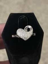 Sterling Silver .925 Pave Cubic Zirconia Beautiful Heart Ring Size 9