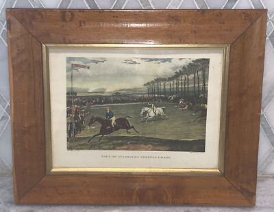 Vintage Vale Of Aylesbury Steeple Chase Print Framed 12.75 x10.25  Hunt/Turner