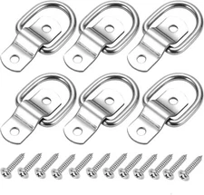 6PCS Heavy Duty Steel D Rings Tie Down Anchors 1/4" Trailer Hooks for Truck
