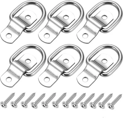 MAXHANEST 6PCS Heavy Duty Steel D Rings Tie Down Anchors 1/4" Trailer Hooks for Truck