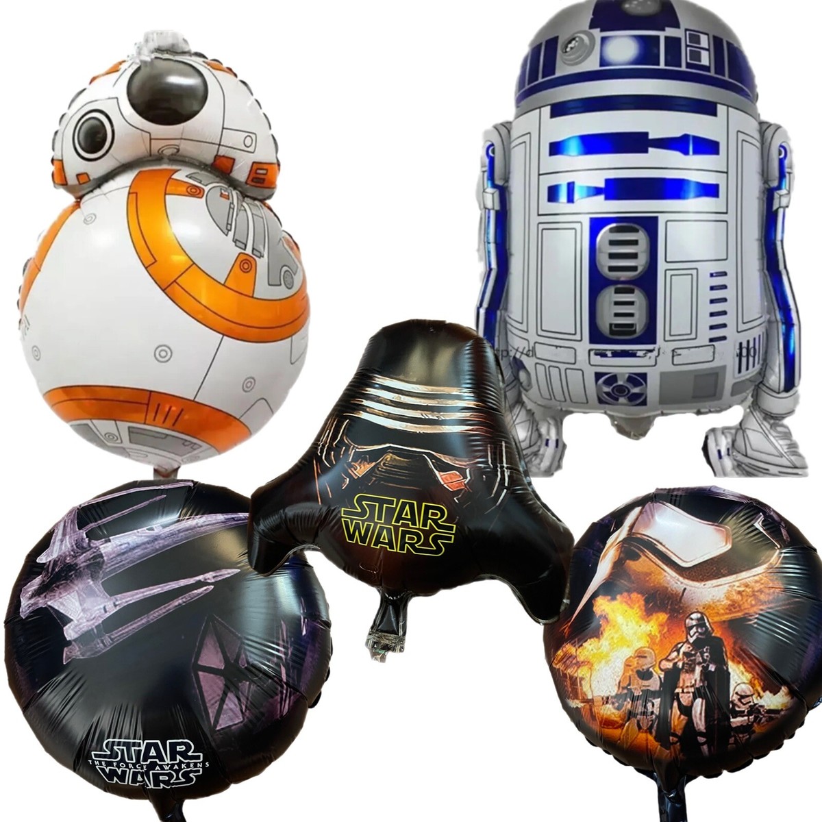 5 Pack ❤️Star Wars Foil Balloon R2-D2 BB-8 Jedi Samui