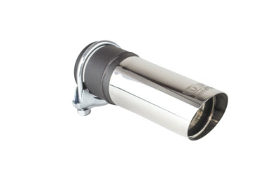 Edelstahl Auspuffblende Rund Angeschrägt 51mm Mit Absorber Anschluß 27-48mm