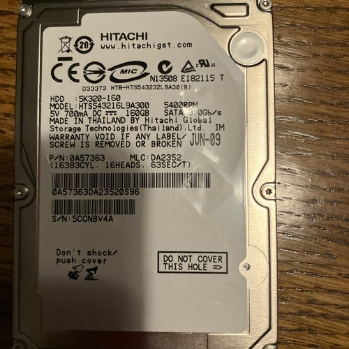 Hitachi Travelstar 5K160 160GB,Intern,5400RPM