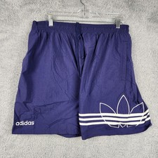 Vintage Adidas Shorts Mens XL Blue Trefoil Logo Stripes Lined Nylon Sports Y2k