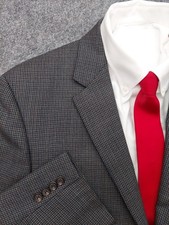 LRL Ralph Lauren Blazer Jacket Mens 40 R Gray Houndstooth Wool Sport Coat