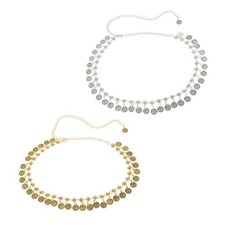 Adjustable Length Metal Waist Chain with Shaking Coins Fashion Belt Accessory