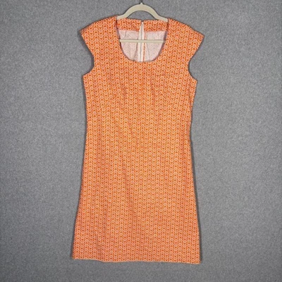Handmade Vintage Shift Dress Medium Orange White Geometric 60s 50s Retro Mod 50s - Image 1 of 4