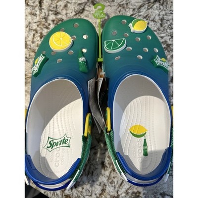 Crocs X Sprite All Terrain Clogs Sandals Men's Size 10 W 12 Charms Brand New