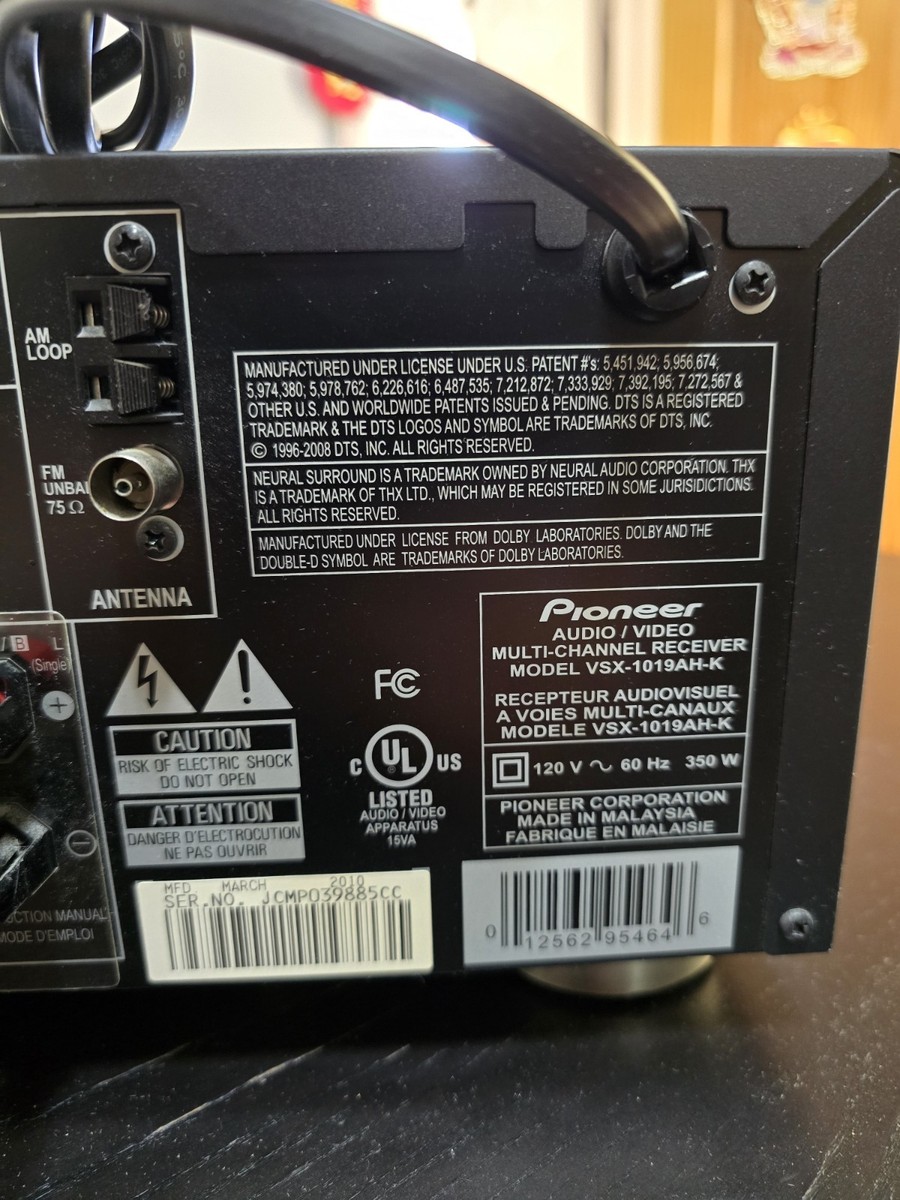 Pioneer VSX 1019AHK 7.1 Channel 120 Watt Receiver for sale online