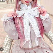 Primero Ribbon Lace Blouse White Elegant Frill Collar Large Lace Bow Japan