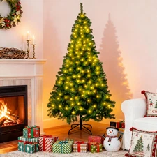 6Ft Prelit Christmas Tree with 300 LED Lights 8 Lighting Modes and Metal Stand