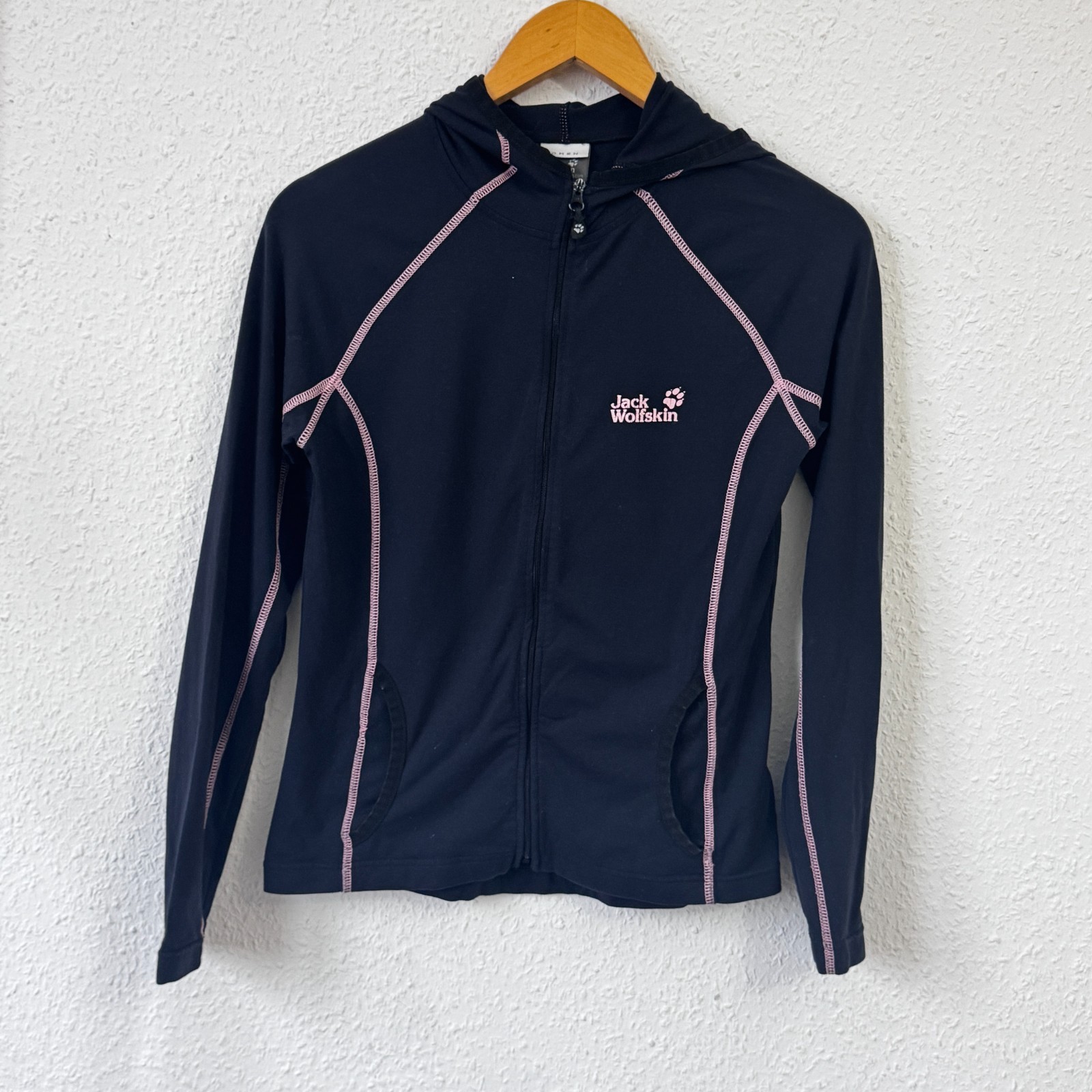 Jack Wolfskin Women’s Full Zip Outdoor Hoodie - Black with Pink Trim image 2