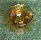 Vintage Amber Glass Cup And Octagon Saucer Set — photo 2