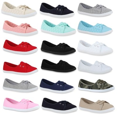 VAN HILL Damen Sportliche Ballerinas Alexandra Schnürschuhe Textil Flach Trendy