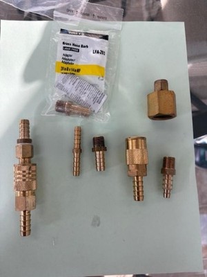 Assorted Lead-Free Brass Hose Barb Adapters, 1 MIP, rest pre-owned plus bonus
