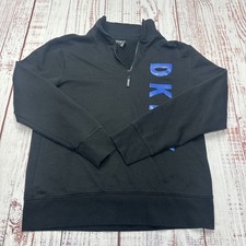 DKNY 1/4 Zip Pullover Unisex Medium Black Super Soft Donna Karen New York