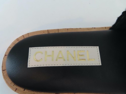 Nuevo sin caja Chanel Terry Negro/Perla Imitación Logo CC Diapositivas Talla 38/US 8 - Imagen 9 de 12