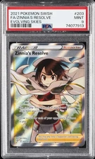 2021 POKEMON SWORD & SHIELD EVOLVING SKIES #203 FULL ART/ZINNIA'S RESOLVE PSA 9