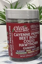 Clean Nutra All In One, Cayenne pepper Gummies Beet Root COQ10 Hawthorn 60ct