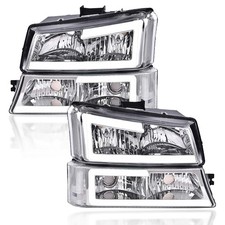 LED Headlights Chevy Silverado Avalanche 1500-3500HD 03-06 Pair Chrome GM2502224