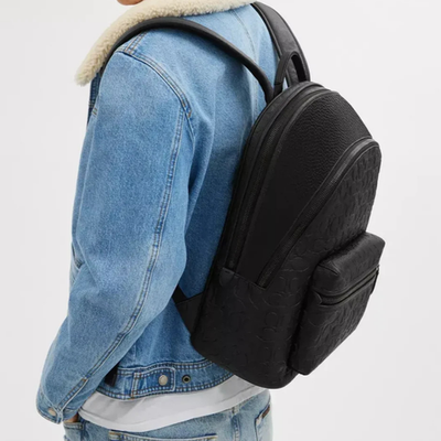 Coach Men's Black Charter Signature Laptop Leather Backpack (CP117