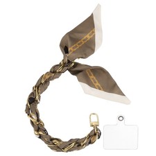 Scarf Cell Phone Wristlet Chain Strap, 12" Phone Wrist Lanyard, Dark Brown