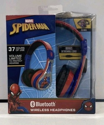Marvel Spider-Man Bluetooth Kid-Safe Wireless Headphones 37 Hour Detachable Cord