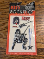 KISS ROCKSTICS PUFFY STICKERS PAUL STANLEY OFFICIAL AUCOIN 1978 SEALED USA
