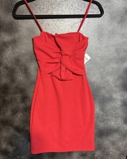 NWT Charlotte Russe Red Front Knot Bow Mini Dress Valentine's Spaghetti Strap XS