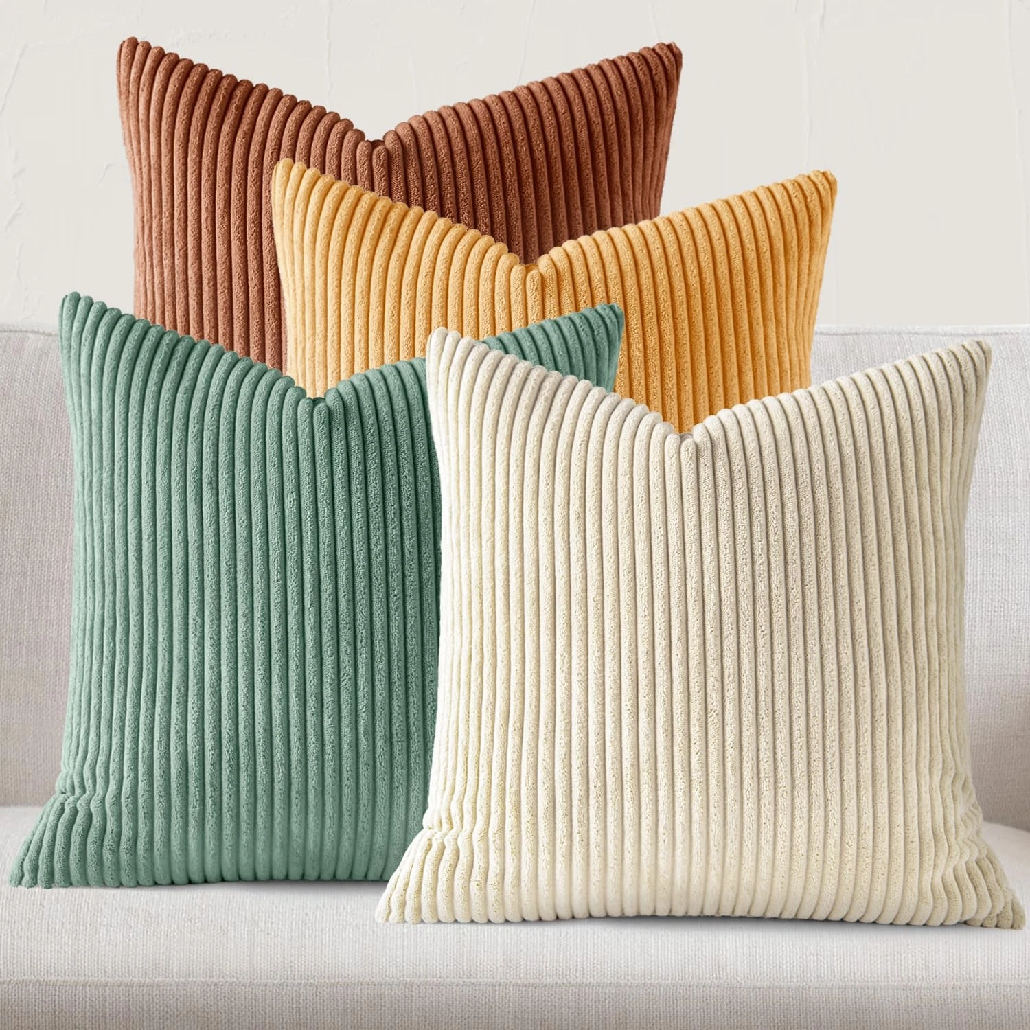 Boho Farmhouse Terracotta Garden Mix Throw Pillow Covers 18x18 Inch Set of 4,...