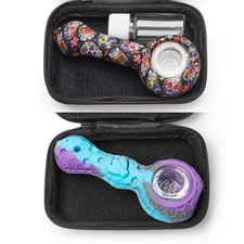 ( Pack of 2 ) 4.3 In Tobacco Smoking Silicone Pipe 9-Hole Glass Bowl  Hand Pipe