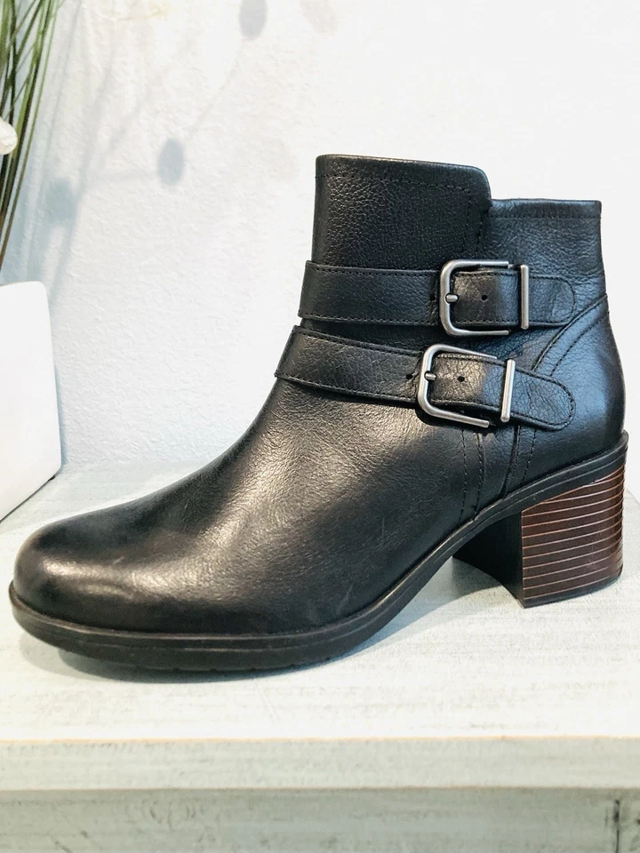 НОВЫЕ женские черные кожаные сапоги на молнии с пряжкой Clarks Ultimate Comfort Collection 7,5 - Изображение 2 из 4