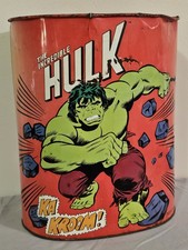 CHEINCO Incredible Hulk Metal Trash Can Made in USA 1979 Marvel Comics