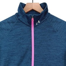 Under Armour Sweater Womens Medium Blue 1/2 Zip Fitted Stretch Thumb Holes