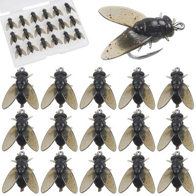 20pcs For Carp Fly Fishing Lures Silicone Housefly Shape with for ultra Hooks