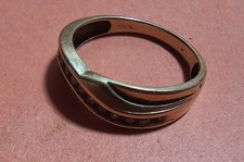 Men's 10k Yellow Gold Round Diamond Diagonal Band Ring  4 grams