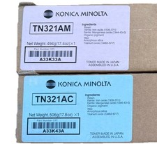 Konica Minolta Toner Lot Of 2: TN321AM Magenta, TN321AC Cyan