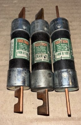 Lot of  3 Bussmann Fusetron FRN-R 100 Time Delay Fuses HRC-I Class RK5 USA