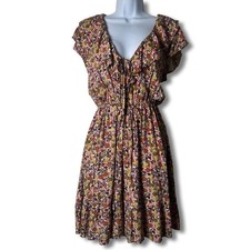 Old Navy Women's Floral Ruffle V-Neck Midi Dress Ditzy Print Pockets Sz. M