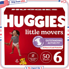 Huggies Little Movers Baby Diapers, Size 6 35 lbs , 50 Count
